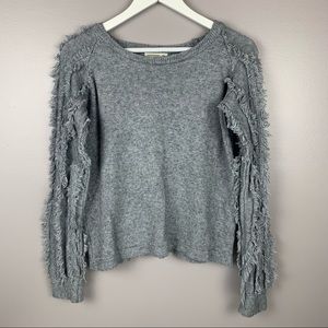 And The Why Sweater Pullover Fringe Sleeves S/M